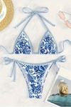 Sia Less Mavi Desenli Üçgen Bikini Set M-9003