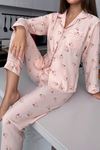 Sia Less Toz Pembe Sonbahar Kirazları Soft Pijama Takımı 7039